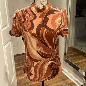 Multicolor, short mock turtle top